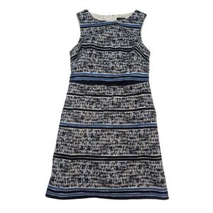 Women's The Limited Outlet Shift Tweed Style Dress Navy/White Sz 8
